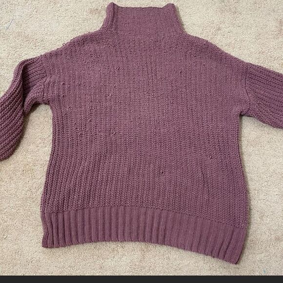 PINK Victorias Secret Medium Cozy Mauve Turtleneck Sweater oversized chunky lady - Picture 5 of 16